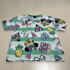 Disney ミニーちゃん 総柄Tシャツ Mサイズ 半袖 ボーダー ディズニーのサムネイル