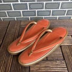 草履　オレンジ×ゴールド