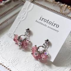 【サージカルステンレス】ストロベリークォーツ小ぶりピアス✨（2cm）ハンドメイドのサムネイル