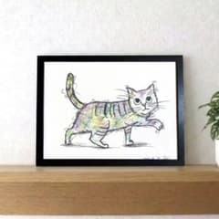 フリーマーケット様専用【散歩猫】絵画 原画 色鉛筆イラスト ハンドメイドアートのサムネイル