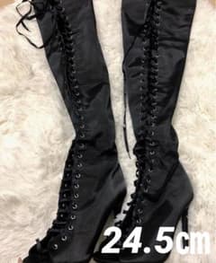 限定値下げ！美品！Forever21 レースアップニーハイブーツ　24.5㎝のサムネイル