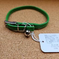 あとむ工房 犬用首輪 25cm グリーン 鈴付きのサムネイル