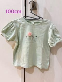 花柄プリント Tシャツ 100cm ミントグリーンのサムネイル