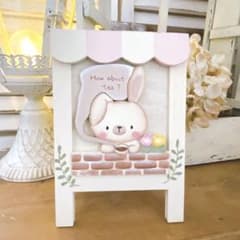 うさちゃんミニボード♡ トールペイント　カフェ雑貨のサムネイル