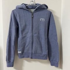 モエリー パーカー フード 長袖 リブ ナンバリング S 青 綿混 お出かけのサムネイル