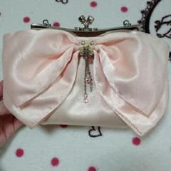 みっちゃん様専用 ビジュー付きピンクリボンパーティーバッグ結婚式にものサムネイル