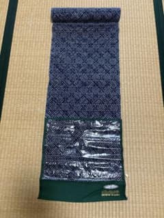 週末特価【助六染 東京本染】浴衣反物 綿100% 11.8m 紺 格子柄リメイク