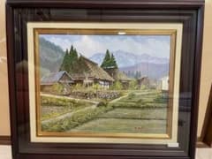 「真作」北川照生「白馬の山郷」風景画　油彩画　額装　サイン有り　F10号 油彩画 北川照生 白馬村の山郷 - メルカリ