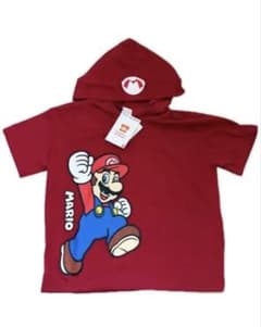スーパーマリオ フード付き半袖Tシャツ レッド 120cmのサムネイル
