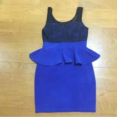 ロイヤルブルー☆ペプラムミニドレスのサムネイル