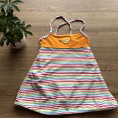 ファミリア(familiar)水着 100 女の子 ワンピース　美品 ボーダーのサムネイル