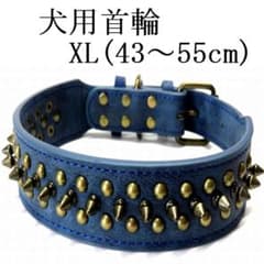 首輪 XL 青 首回43～55 幅4cm 中型犬 大型犬 ブルー スタッズ 散歩