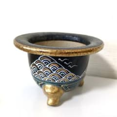 盆栽鉢 三足 陶器 青海波文様 鉢植え 園芸のサムネイル