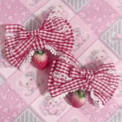 量産型 いちごリボン ハンドメイド ヘアアクセ
