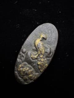 柄頭 赤銅魚子地 鳥図 拵 日本刀 刀装具 骨董 古美術 江戸時代 縁頭