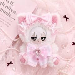 おすわりぬい服 ピンクニットねこちゃん 11㎝〜15㎝ ちびぐるみ にじ