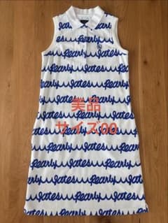 【美品】パーリーゲイツ ノースリーブワンピース 波ロゴホワイトサイズ00
