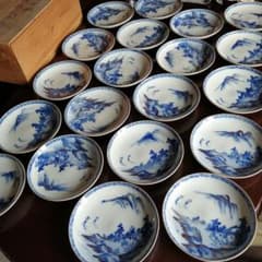 九谷焼 染付金彩七寸皿 20枚 21.4cm 明治～大正期 - メルカリ