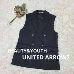 UNITED ARROWS シャークスキンスリーブレスジャケット ダブルブレスト □BEAUTY&YOUTH シャークスキン スリーブレス ジャケット 極美品