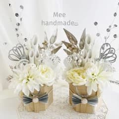 お正月飾り 門松 白 ホワイト ゴールド モダン門松 ハンドメイド 大