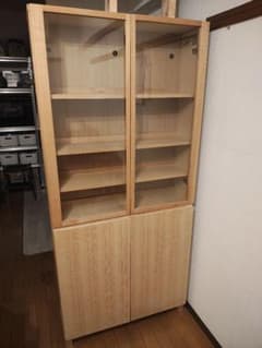 無印良品 木製 ガラス扉付き 食器棚 キッチン収納 - メルカリ
