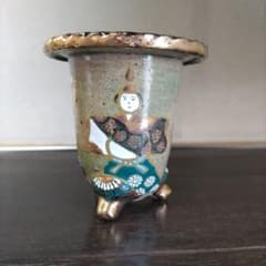 盆栽鉢、植木鉢、蘭鉢、錦鉢 お雛様柄、 京楽鉢、年代鉢、金縁蘭鉢