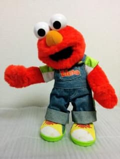ヴィンテージ MATTEL マテル エルモ ぬいぐるみ デニムオーバーオール 希少】マテル社 セサミストリート エルモ ぬいぐるみ デニム