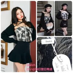 ダーリッチ　リボン付きチェック柄ベアトップ ビッグリボンアンサンブル ダーリッチ ビッグリボンアンサンブル