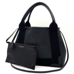 新ロゴ バレンシアガ　カバスXS　2wayハンド　パンチング　レザー　黒 新ロゴ バレンシアガ カバスXS 2wayハンド パンチング レザー 黒