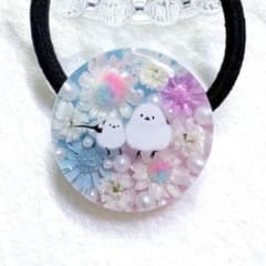 ②-⑤レジンヘアゴム。スターフラワー。かすみ草。シマエナガ。ピンク