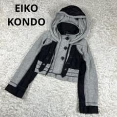 24-6　エイココンドウ　エターナリー　サイズ40　ショート　ジャケット エイココンドウ ニット切替 異素材 ショート丈 ジャケット 42 XLサイズ