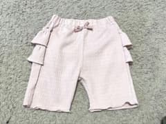 リボンフリル付きピンクリブパンツ 90cmのサムネイル