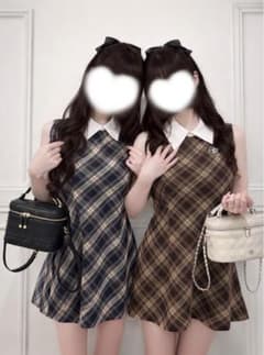 チェック柄ロゴ刺繍ノースリーブミニワンピース　GRLのサムネイル