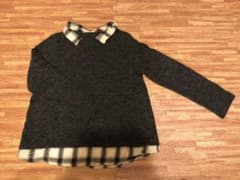 レイヤード風　ニット　長袖トップスのサムネイル