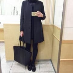 ユニクロ ノーカラーコート M チャコールグレーのサムネイル