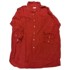【早い者勝ち！】LOWRYS FARM 長袖シャツ レッド　Fサイズ　麻のサムネイル