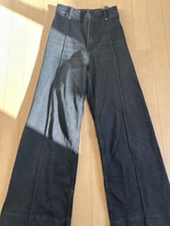 ZARA ブラック ワイドレッグデニムパンツのサムネイル