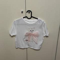 OLIVE des OLIVE 猫プリント リボン Tシャツ ホワイト Fのサムネイル