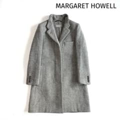 マーガレットハウエル ヘリンボーンツイード 比翼ボタン チェスターコート1グレー マーガレットハウエル ヘリンボーン ウール 比翼ボタン ツイード