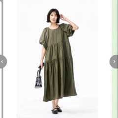 coca サテンティアードワンピース カーキ‼️値下げしました！のサムネイル