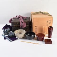 F86 送料無料　御所籠　竹籠　茶箱　茶道具　茶室　　共箱　茶匙　茶碗 F86 送料無料 御所籠 竹籠 茶箱 茶道具 茶室 共箱 茶匙 茶碗