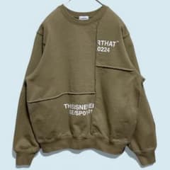 THISISNEVERTHAT☆パッチワークスウェット M オリーブ《極美品 