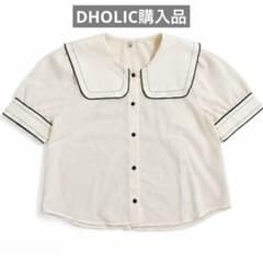 韓国 ファッション DHOLIC レディース 服 半袖 ブラウス アイボリーのサムネイル
