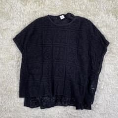 美品】かぐれ ラッセルレースポンチョブラウス 黒 インナーセット F 