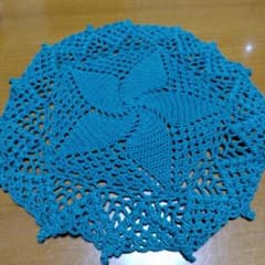 グリーン系 手編みドイリー 円形24cmミニ15.5cm2枚組