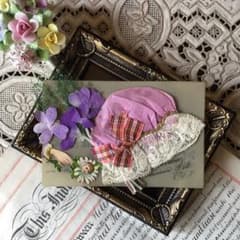 ご成約済◉希少◉西欧アンティーク1910年頃 ポストカード ボネ 布花のサムネイル