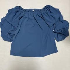 Le-Ciel オフショルダー ブラウス ブルー Lのサムネイル