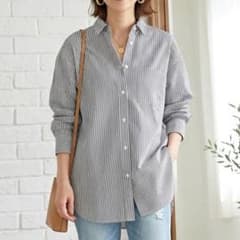 美品】SLOBE IENA コットンブロードレギュラーシャツ ストライプ 長袖