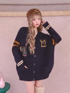 Darich ダーリッチ カレッジワッペンVネックニットカーディガン