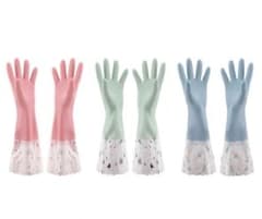 キッチン手袋 キッチングローブ ピンク、水色、緑　3色セット【Sサイズ】のサムネイル